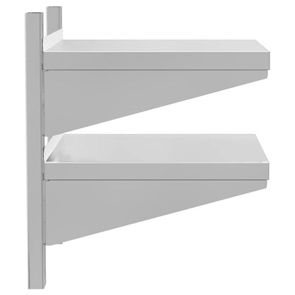 2-Tier Wall Shelf 50x40x60 cm Silver Stainless Steel