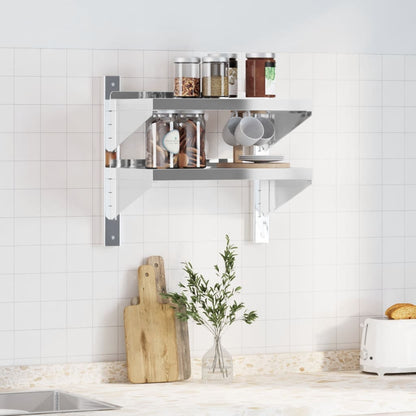 2-Tier Wall Shelf 50x30x60 cm Silver Stainless Steel