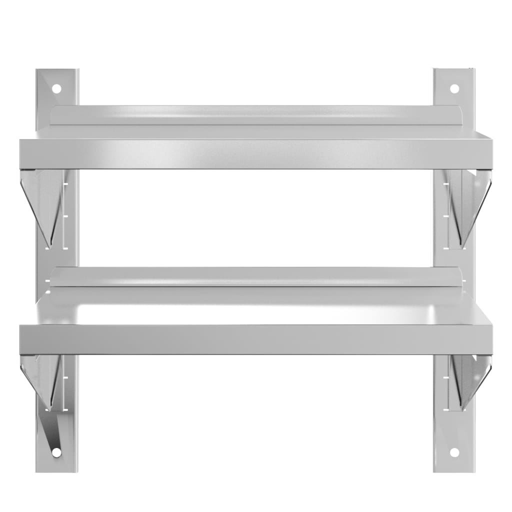 2-Tier Wall Shelf 50x30x60 cm Silver Stainless Steel