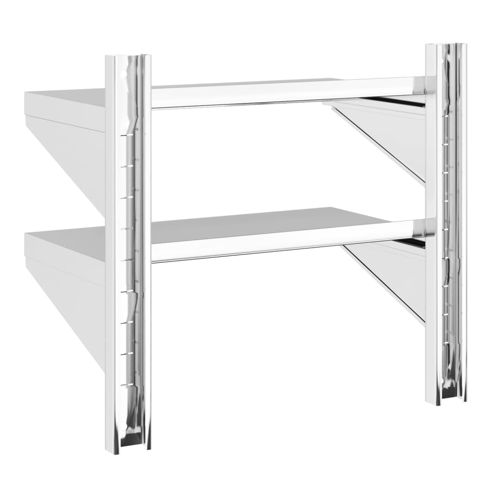 2-Tier Wall Shelf 50x30x60 cm Silver Stainless Steel