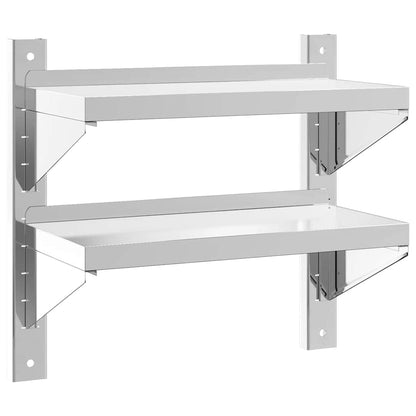 2-Tier Wall Shelf 50x23.5x60 cm Silver Stainless Steel