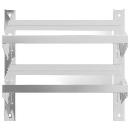 2-Tier Wall Shelf 50x23.5x60 cm Silver Stainless Steel