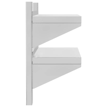 2-Tier Wall Shelf 50x23.5x60 cm Silver Stainless Steel