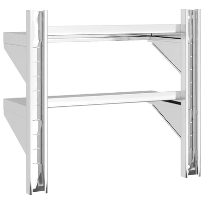 2-Tier Wall Shelf 50x23.5x60 cm Silver Stainless Steel