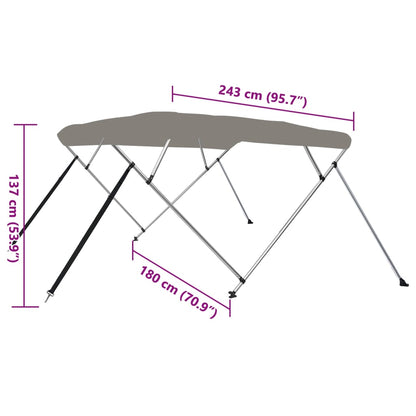 4-bow Bimini Top Grey 243x180x137 cm