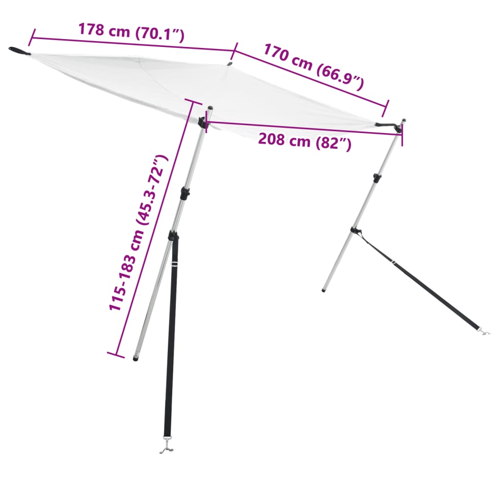 T-Top Shade Extension White 170x208x(115-183) cm