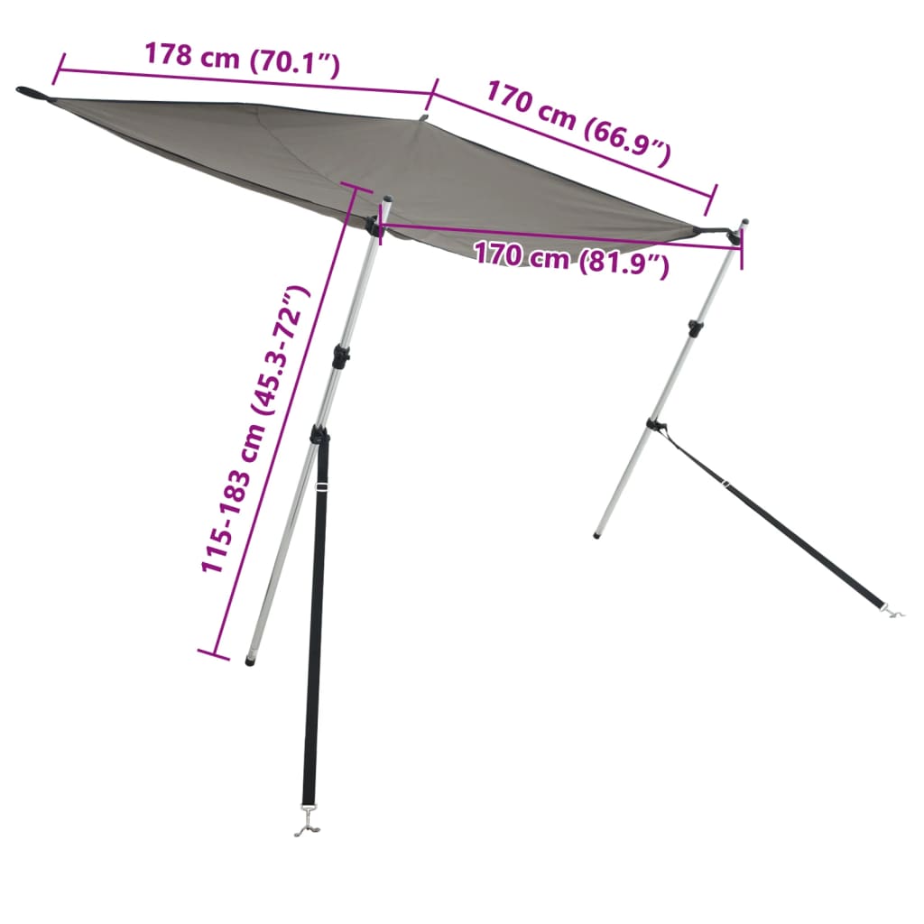 T-Top Shade Extension Anthracite 174x205x(115-194) cm