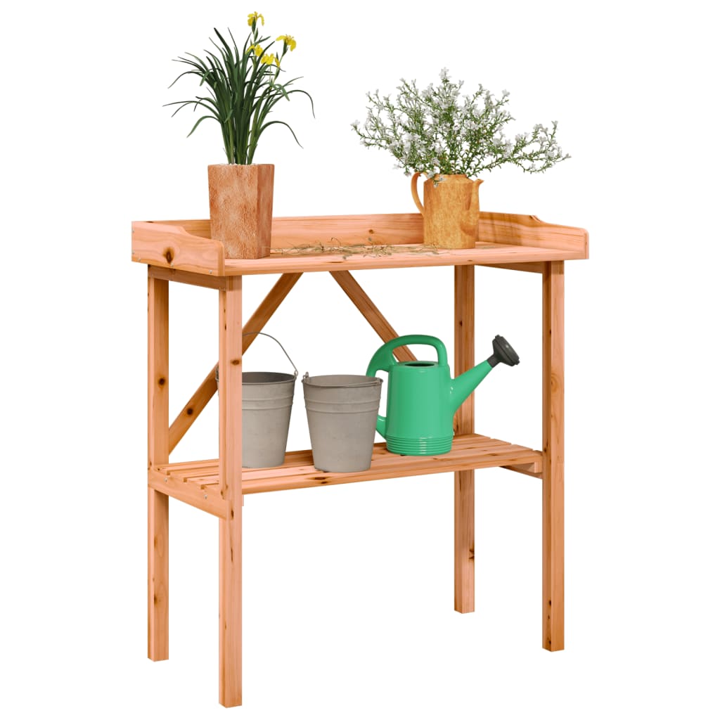 Plant Table with Shelf Brown 78x38x82.5 cm Solid Wood Fir