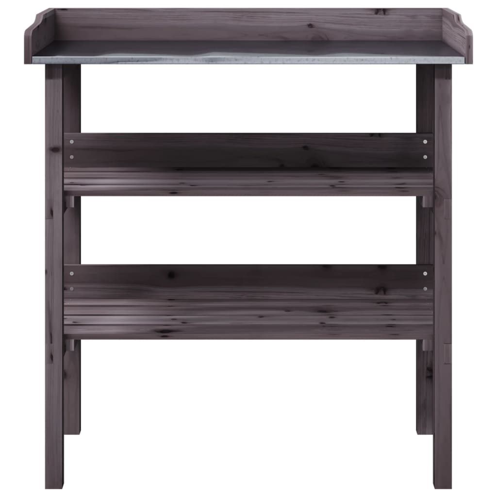 Plant Table with Shelves Grey 78x38x82.5 cm Solid Wood Fir