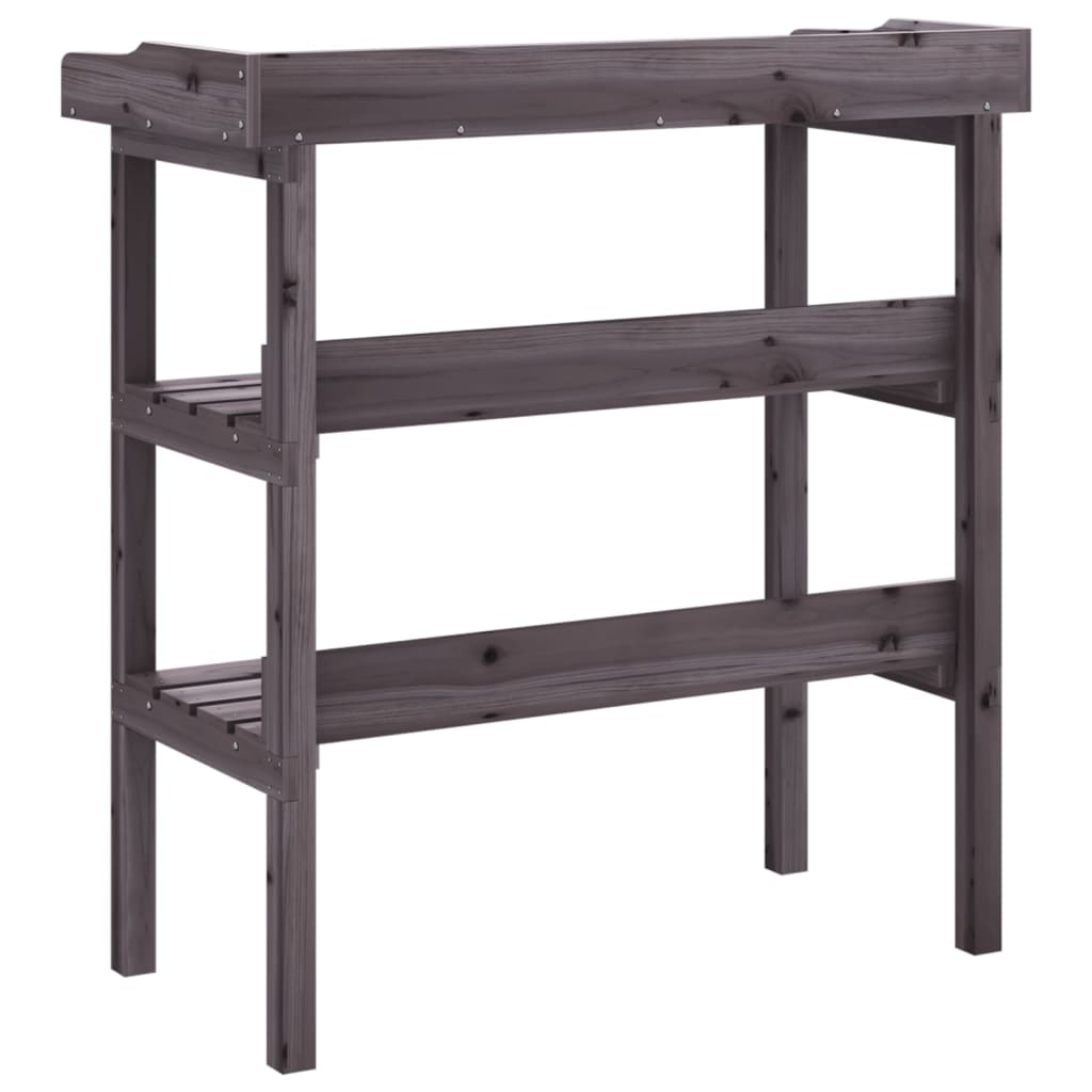 Plant Table with Shelves Grey 78x38x82.5 cm Solid Wood Fir