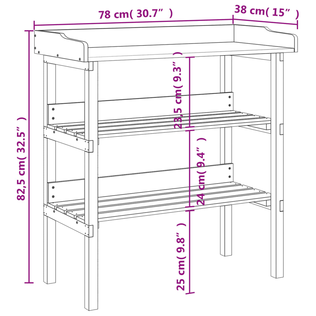 Plant Table with Shelves Grey 78x38x82.5 cm Solid Wood Fir