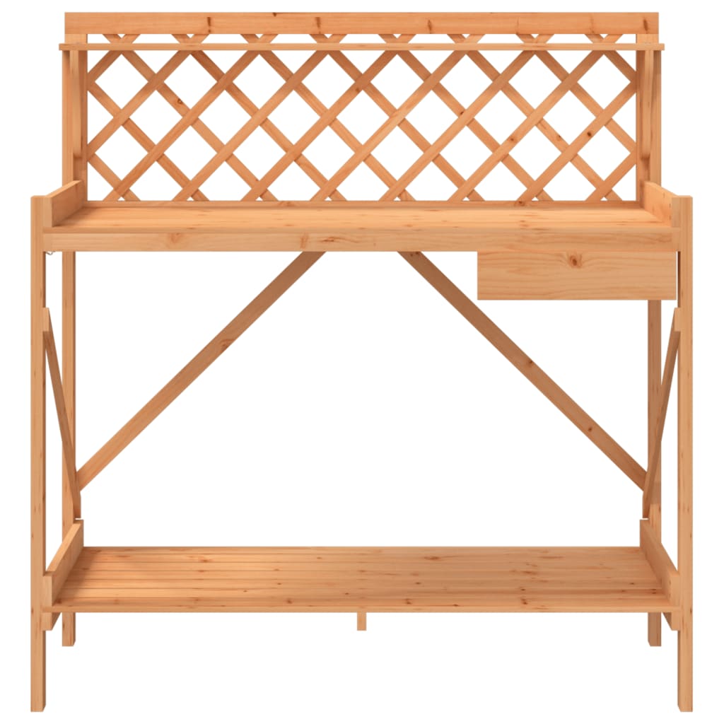 Potting Bench with Trellis Brown Solid Wood Fir