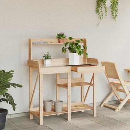 Potting Bench with Shelves Solid Wood Fir