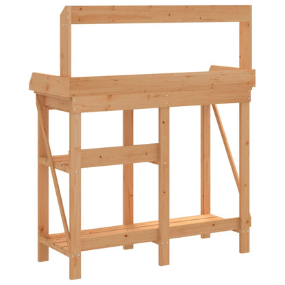 Potting Bench with Shelves Brown Solid Wood Fir