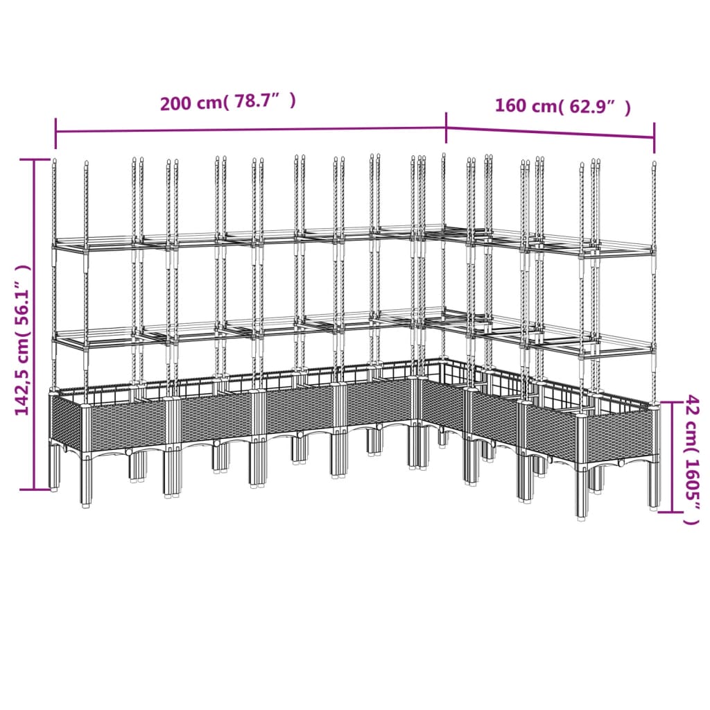 Garden Planter with Trellis White 200x160x142.5 cm PP