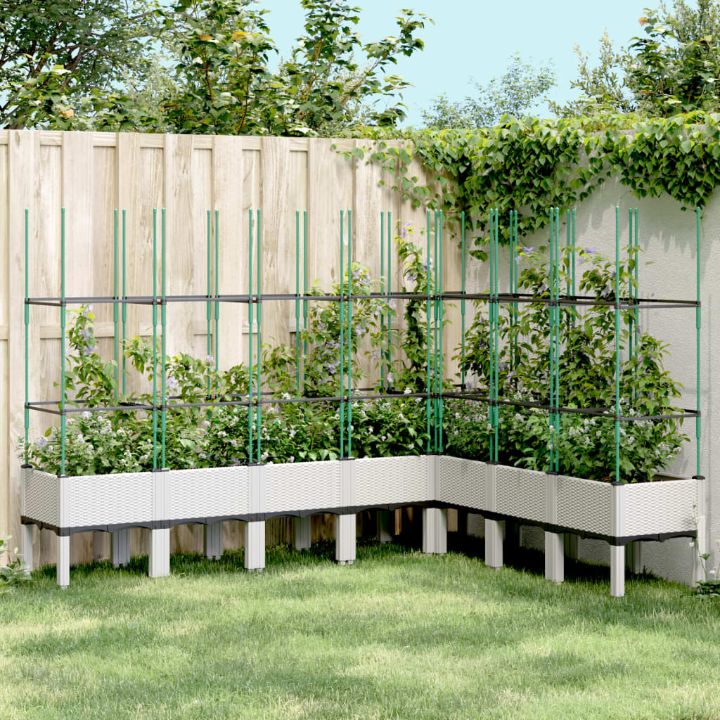 Garden Planter with Trellis White 200x160x142.5 cm PP