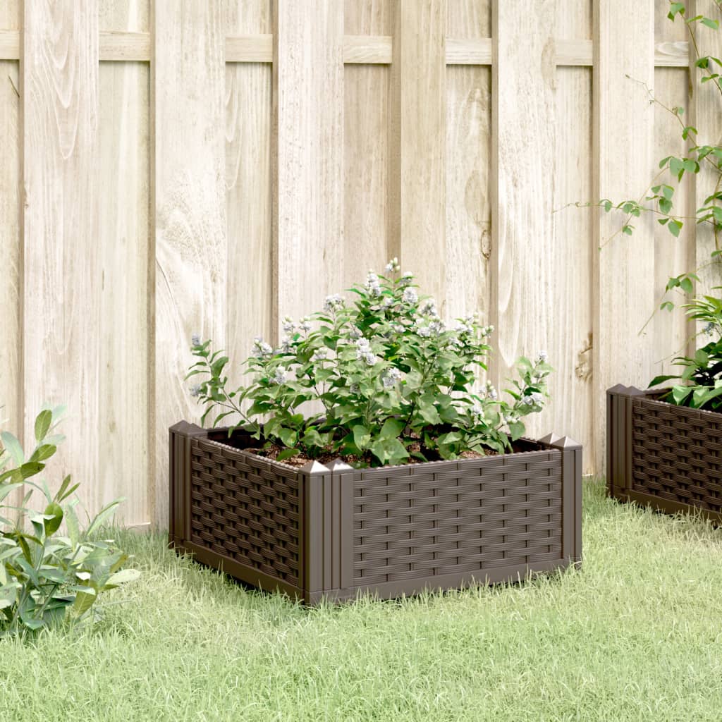 Garden Planter with Pegs Brown 42.5x42.5x28.5 cm PP