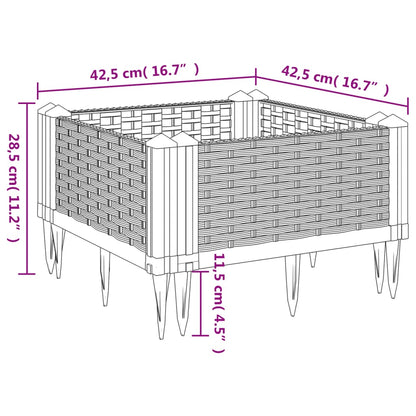 Garden Planter with Pegs Brown 42.5x42.5x28.5 cm PP