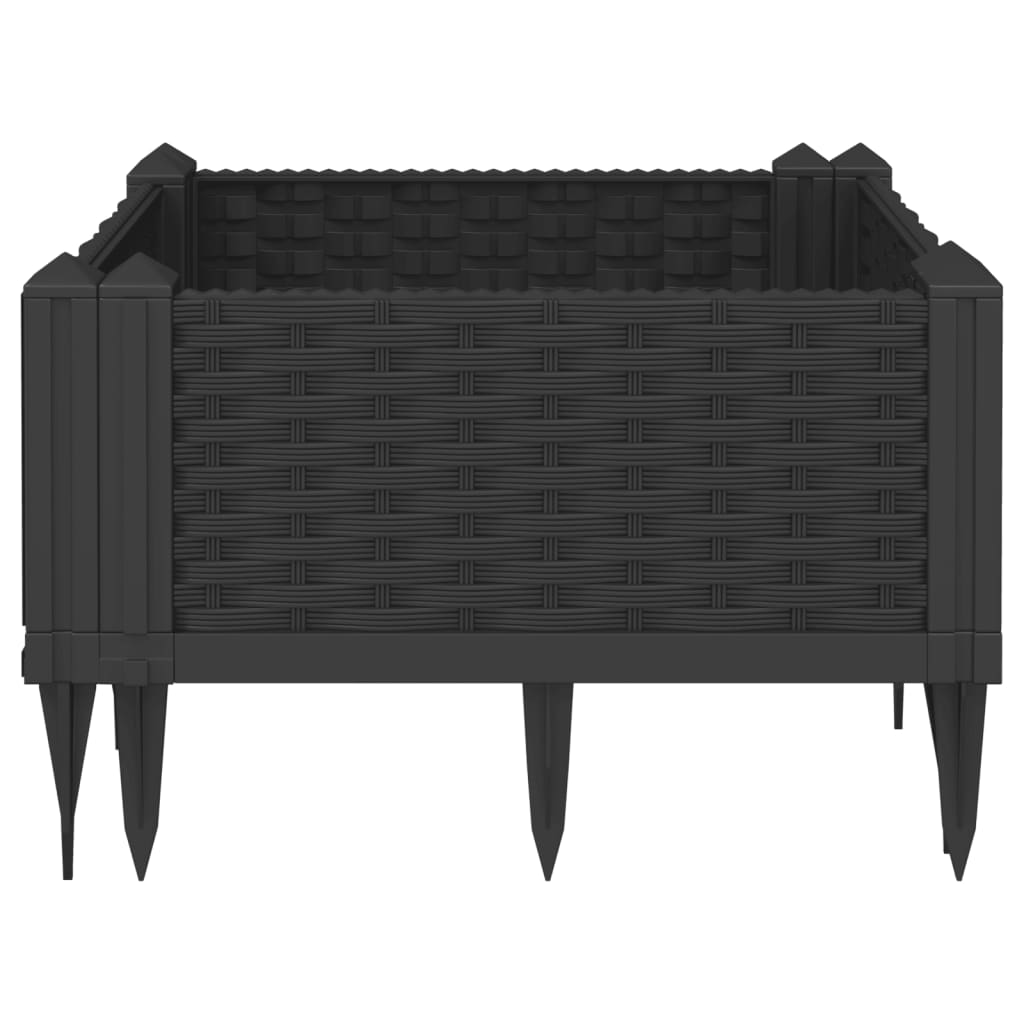 Garden Planter with Pegs Black 42.5x42.5x28.5 cm PP