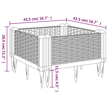 Garden Planter with Pegs Black 42.5x42.5x28.5 cm PP