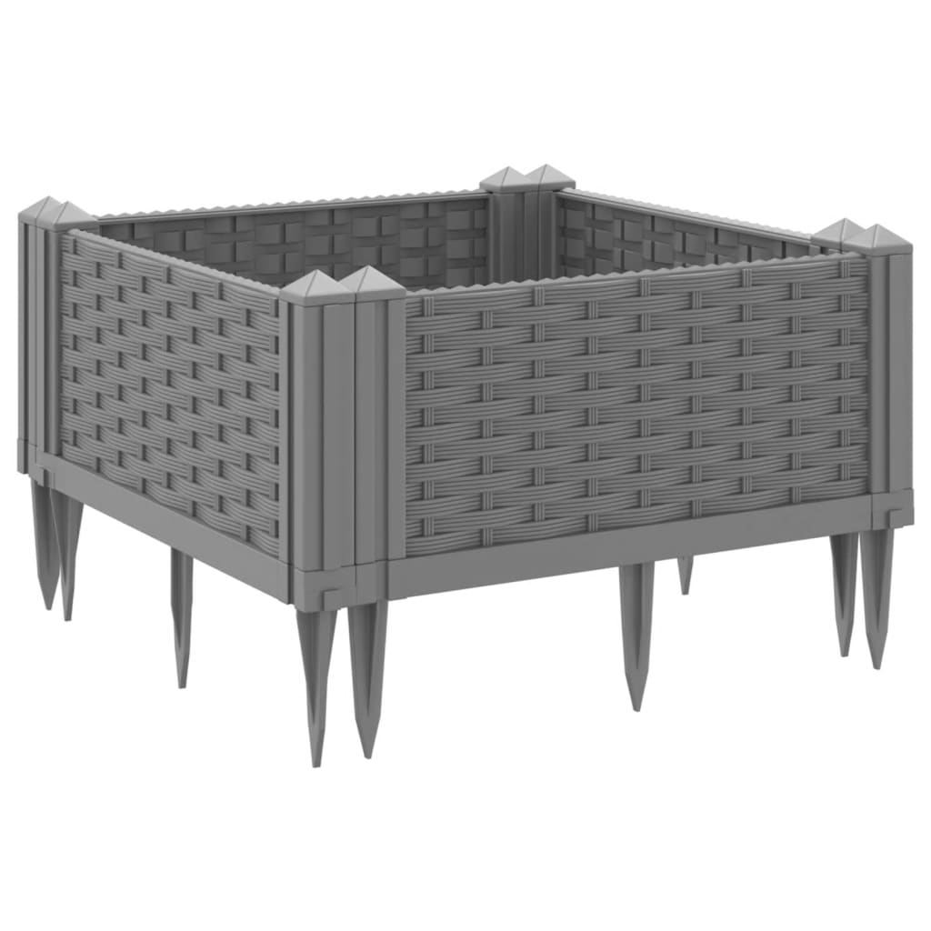 Garden Planter with Pegs Light Grey 42.5x42.5x28.5 cm PP