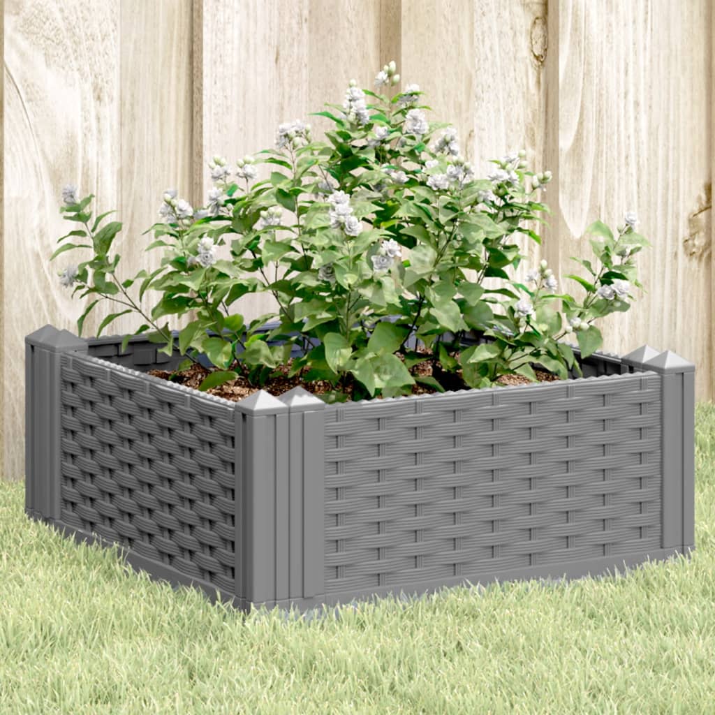 Garden Planter with Pegs Light Grey 42.5x42.5x28.5 cm PP