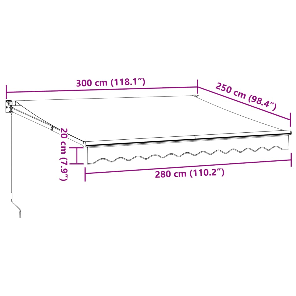 Manual Retractable Awning Burgundy 300x250 cm