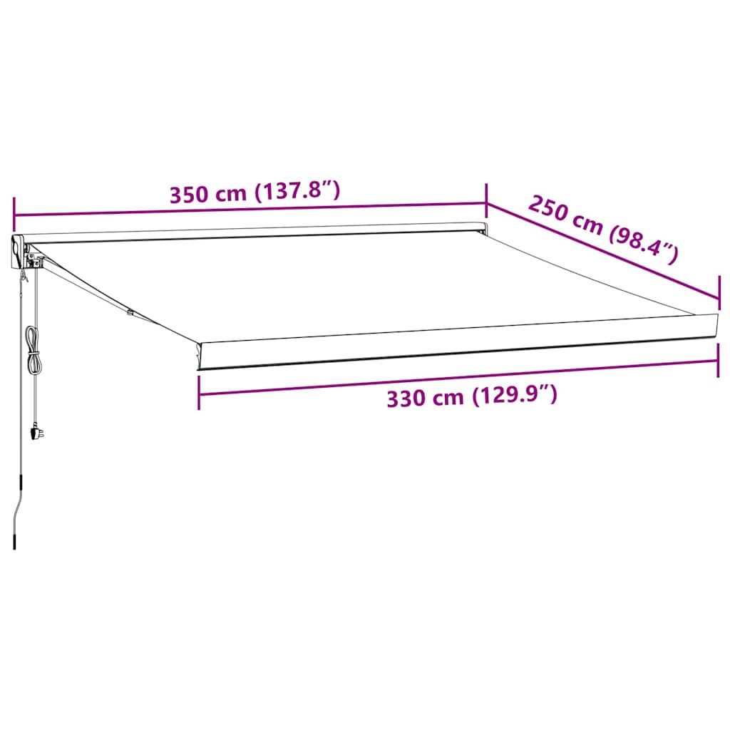 Automatic Retractable Awning Burgundy 350x250 cm