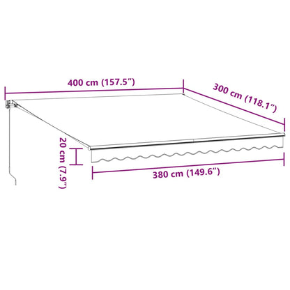 Manual Retractable Awning with LED Brown 400x300 cm