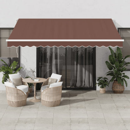 Manual Retractable Awning with LED Brown 400x300 cm