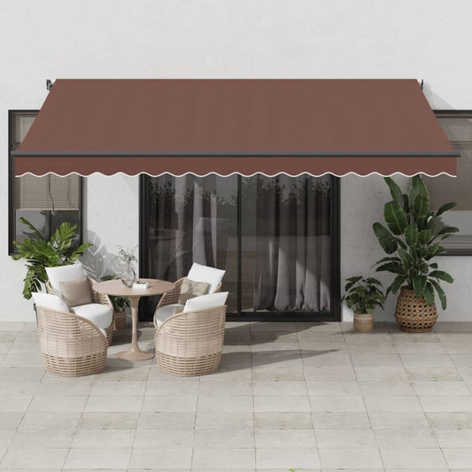 Automatic Retractable Awning with LEDs Brown 450x350 cm