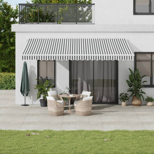 Manual Retractable Awning Anthracite&White 500x350 cm