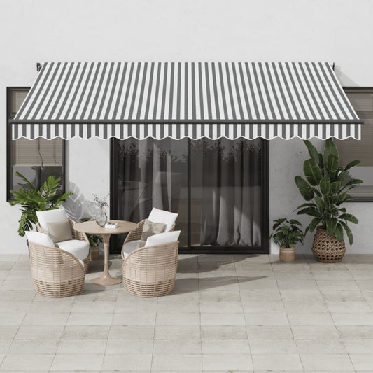 Automatic Retractable Awning Anthracite and White 450x350 cm