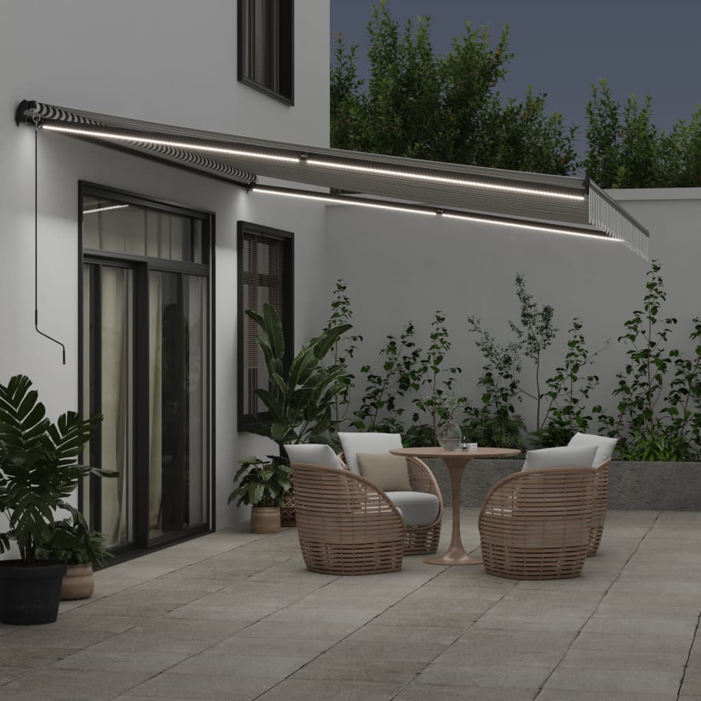 Automatic Retractable Awning Anthracite and White 600x350 cm