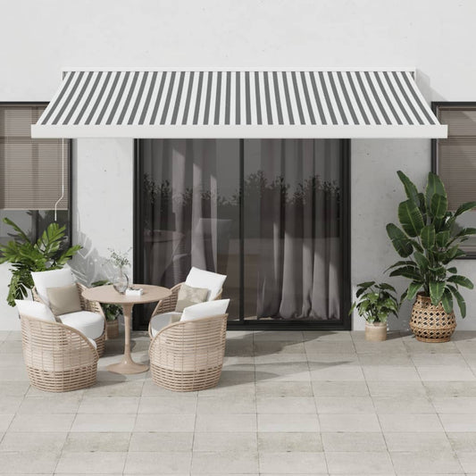 Retractable Awning Anthracite and White 4.5x3 m Fabric&Aluminium