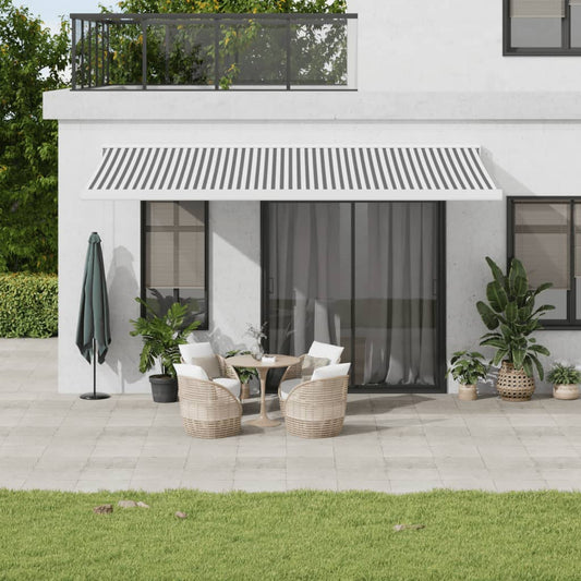 Retractable Awning Anthracite and White 5x3 m Fabric&Aluminium