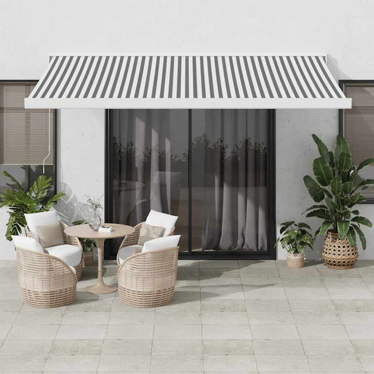 Retractable Awning Anthracite and White 4x3 m Fabric&Aluminium