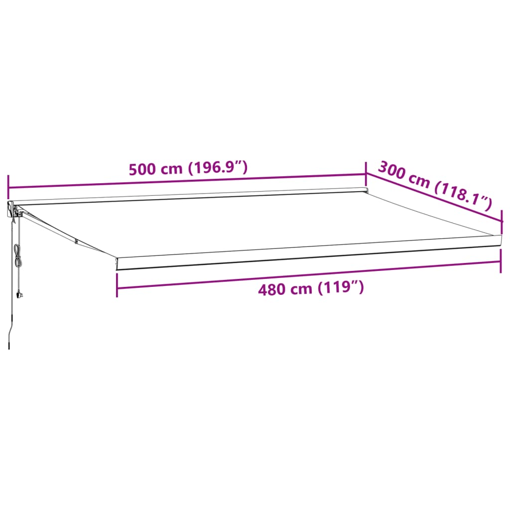 Retractable Awning Anthracite and White 5x3 m Fabric&Aluminium