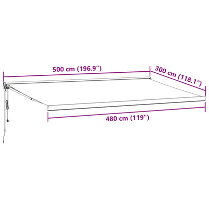 Retractable Awning Anthracite and White 5x3 m Fabric&Aluminium