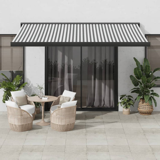 Retractable Awning Anthracite and White 4x3 m Fabric&Aluminium