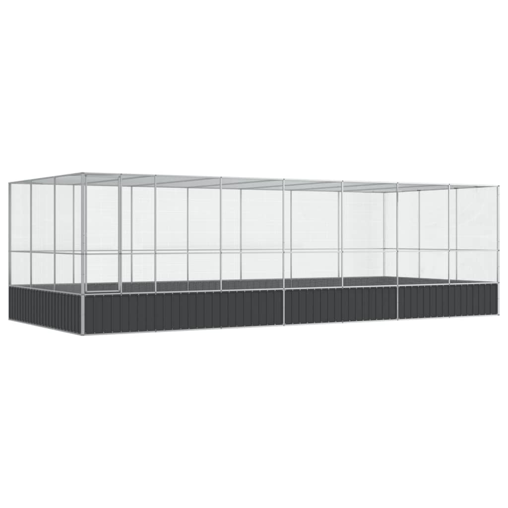 Aviary with Extension Silver 725x307x212 cm Steel