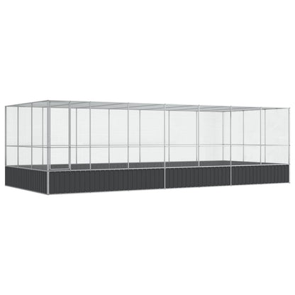 Aviary with Extension Silver 725x307x212 cm Steel