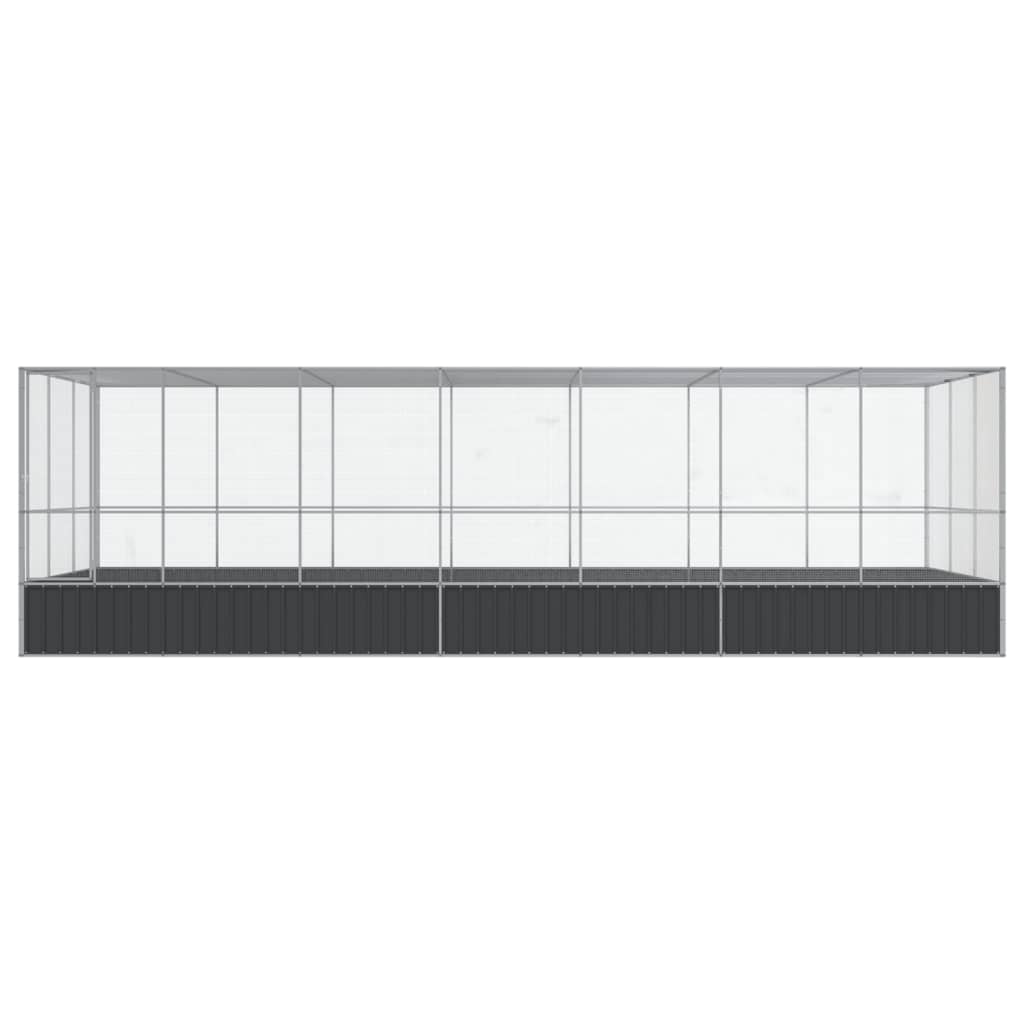 Aviary with Extension Silver 725x307x212 cm Steel