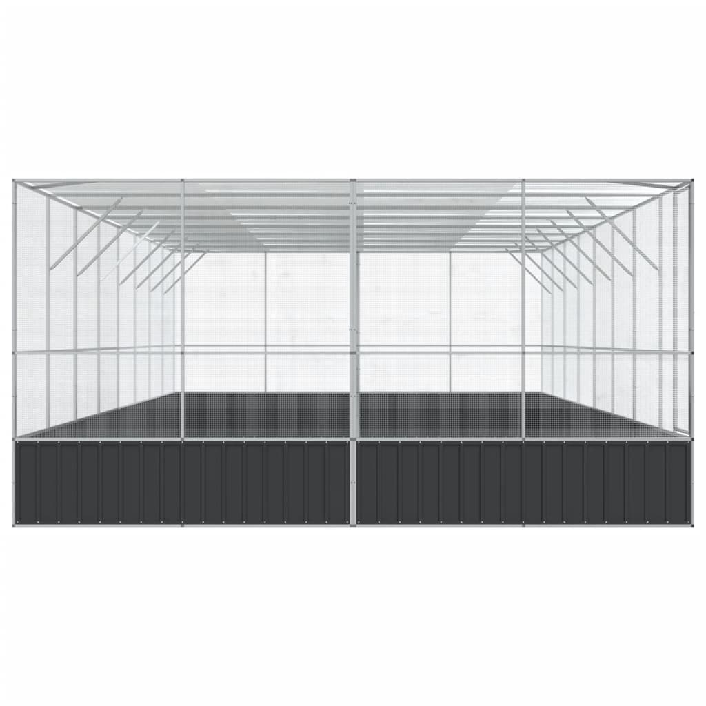 Aviary with Extension Silver 832x414x212 cm Steel