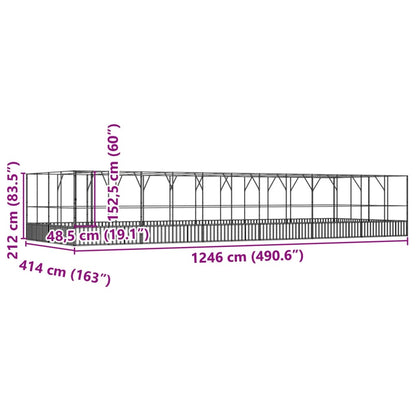 Aviary with Extension Silver 1246x414x212 cm Steel