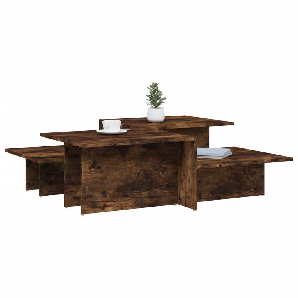 Coffee Tables 2 pcs Smoked Oak Engineered Wood