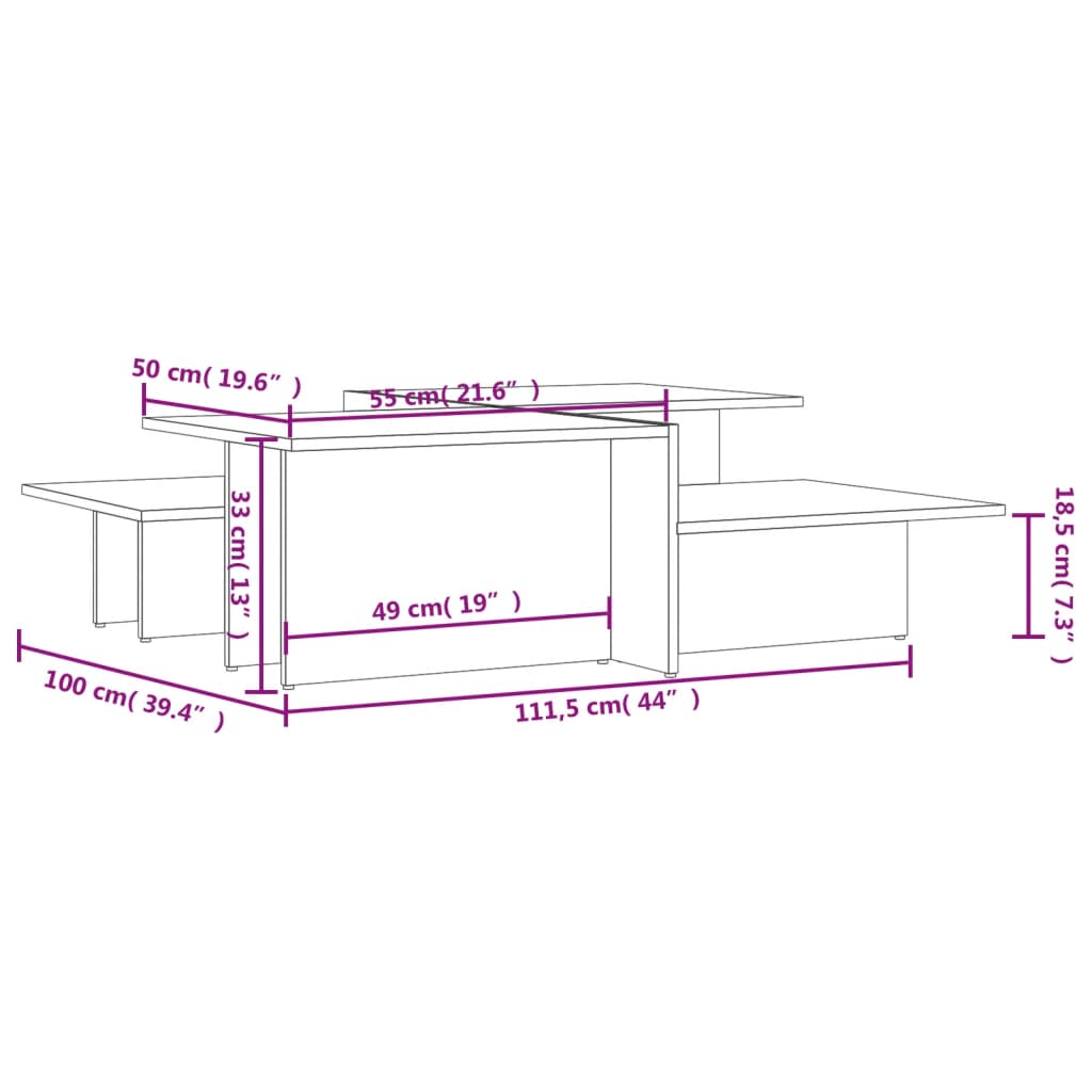 Coffee Tables 2 pcs Grey Sonoma Engineered Wood