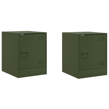 Bedside Cabinets 2 pcs Olive Green 34.5x39x44 cm Steel