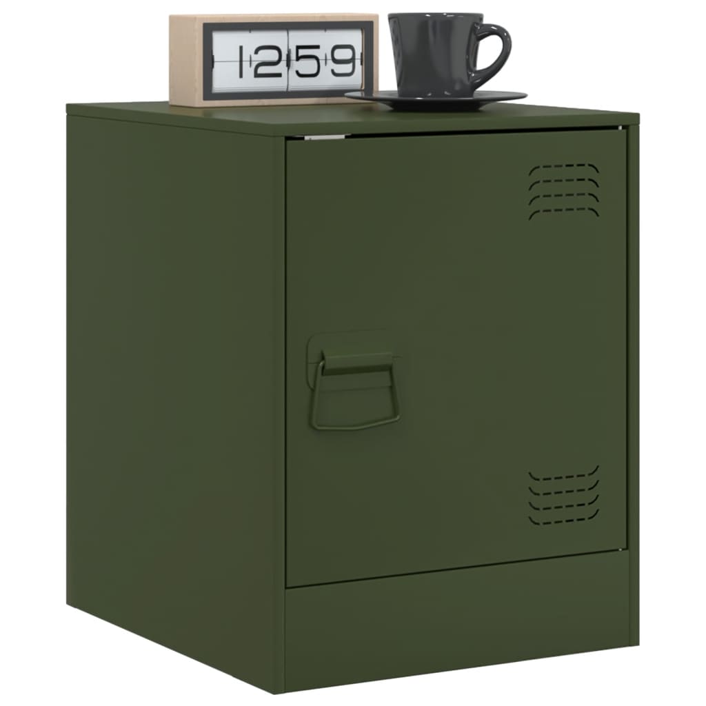 Bedside Cabinets 2 pcs Olive Green 34.5x39x44 cm Steel