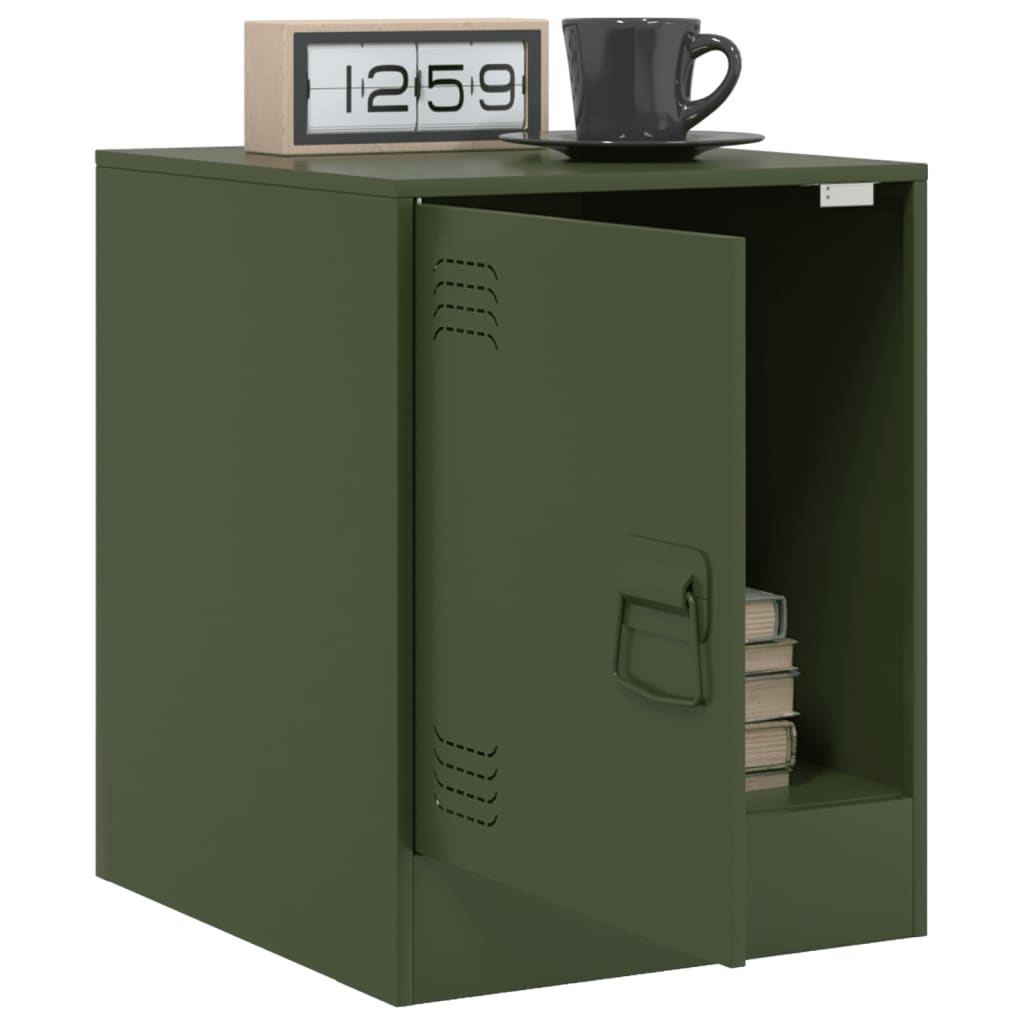 Bedside Cabinets 2 pcs Olive Green 34.5x39x44 cm Steel